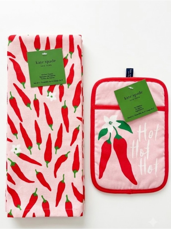 kate spade Other - Kate Spade Hot Hot Hot Chili Pepper Kitchen Towel Set & Pot Holder Bundle